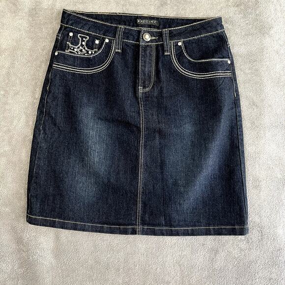 Baccini Women's 6 Affliction Style Denim Skirt Y2K Alt Grunge - Picture 4 of 10
